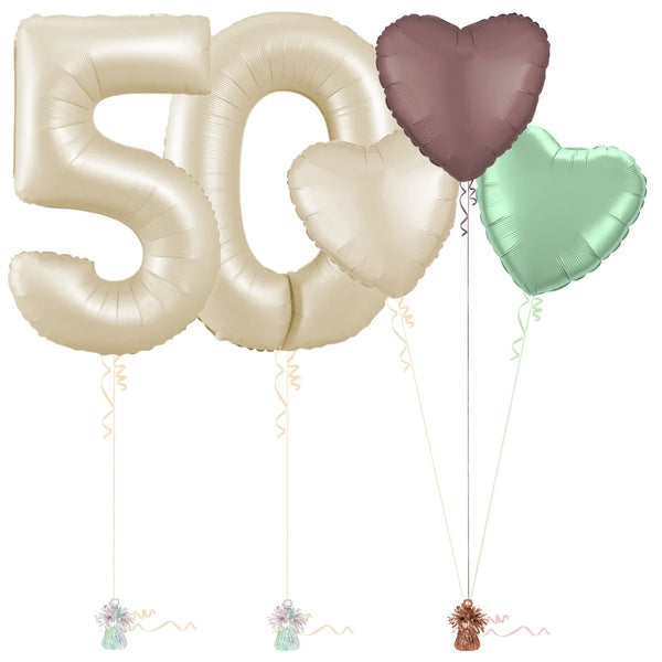 Cream 50th Birthday Balloon Bouquet Set