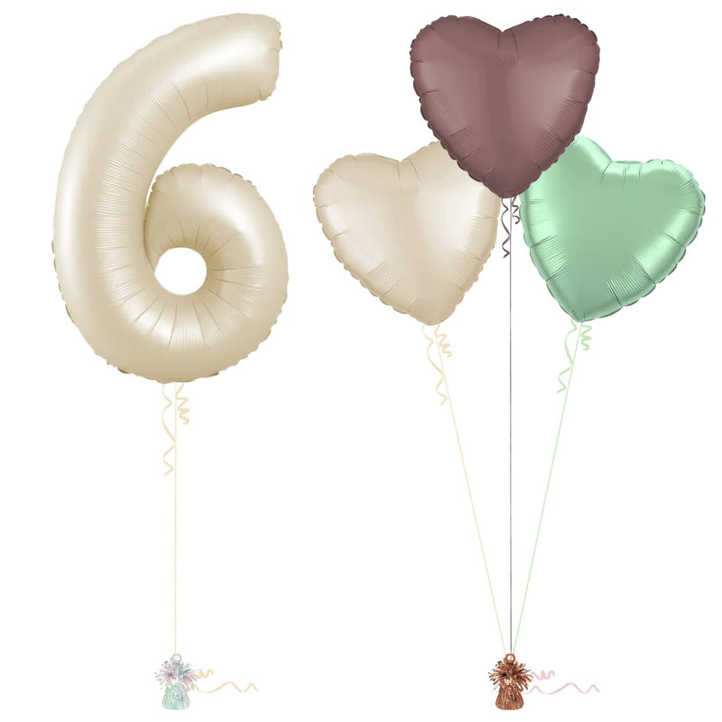Cream 6th Birthday Balloon Bouquet Set