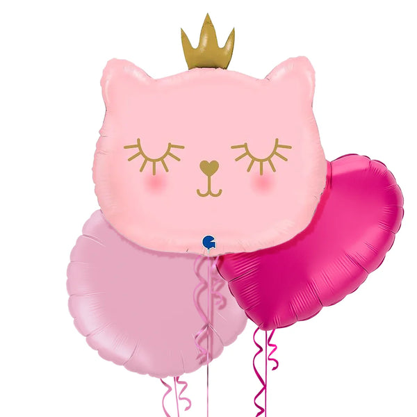 Cute Pink Kitten Balloon Bouquet - Jumbo Size 26"