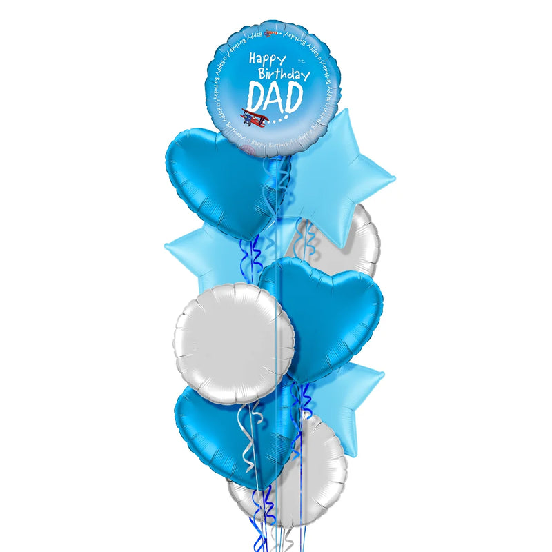 Happy Birthday Dad Aviation Theme Foil Balloon Bouquet