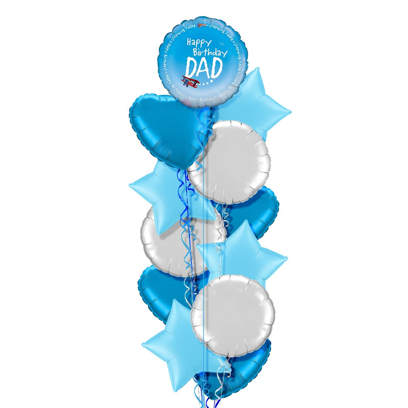 Happy Birthday Dad Aviation Theme Foil Balloon Bouquet