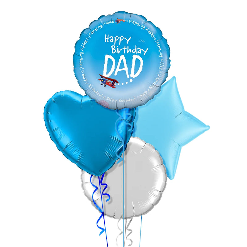 Happy Birthday Dad Aviation Theme Foil Balloon Bouquet