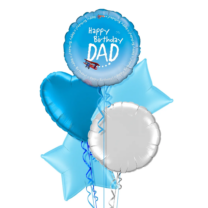 Happy Birthday Dad Aviation Theme Foil Balloon Bouquet