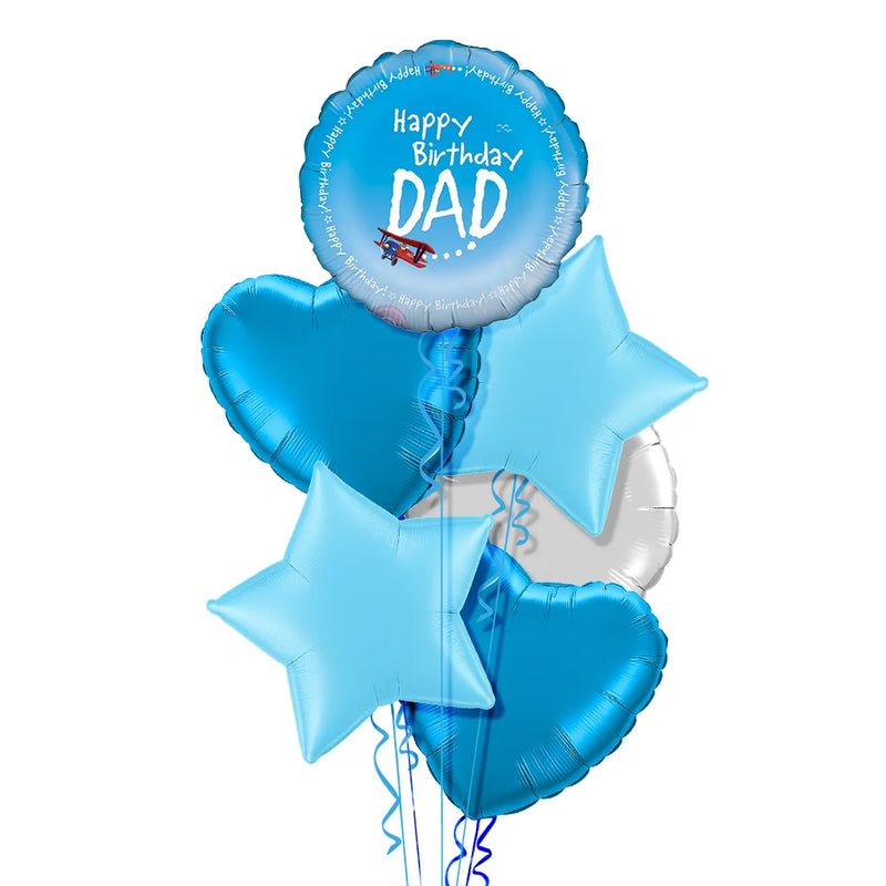 Happy Birthday Dad Aviation Theme Foil Balloon Bouquet