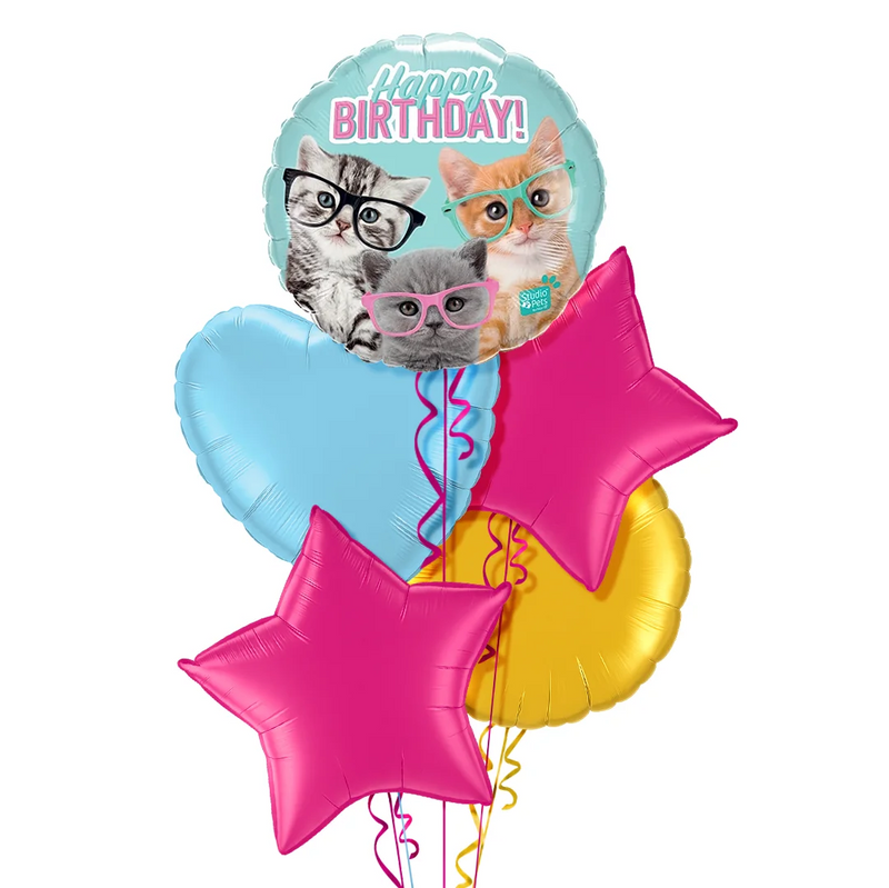 Funny Cat Happy Birthday Balloon Bouquet