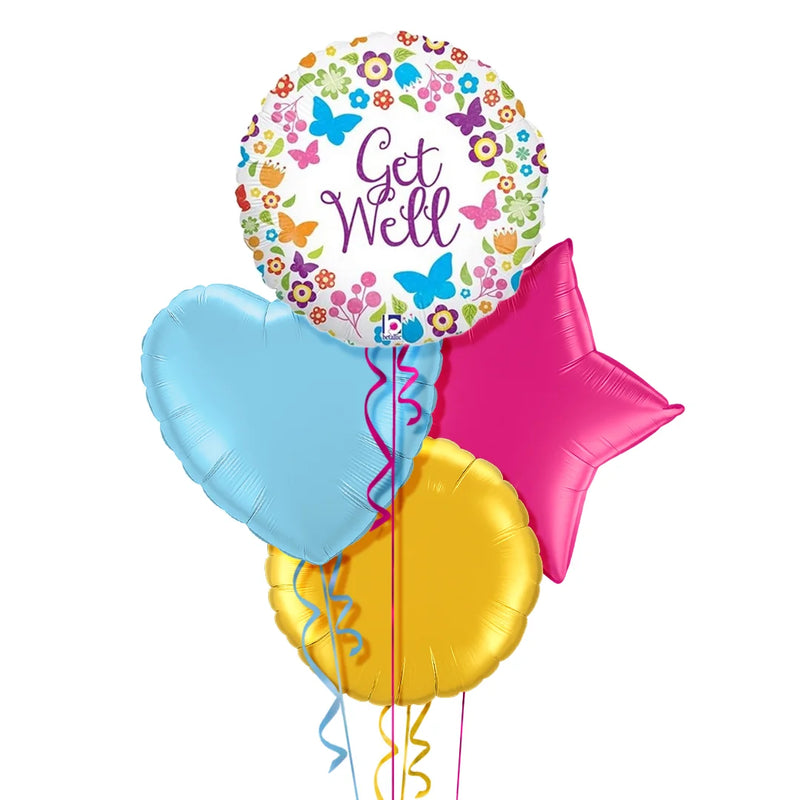 Get Well Butterfly Themed Balloon Bouquet