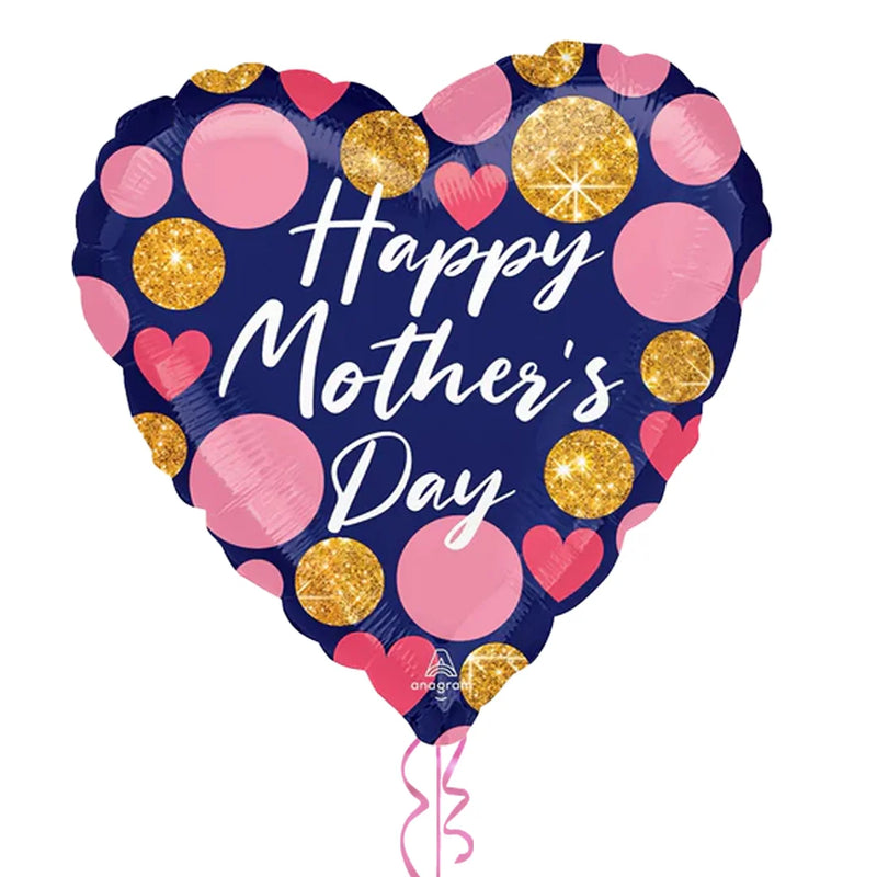 Glitzy Heart Happy Mother’s Day Balloon Bouquet