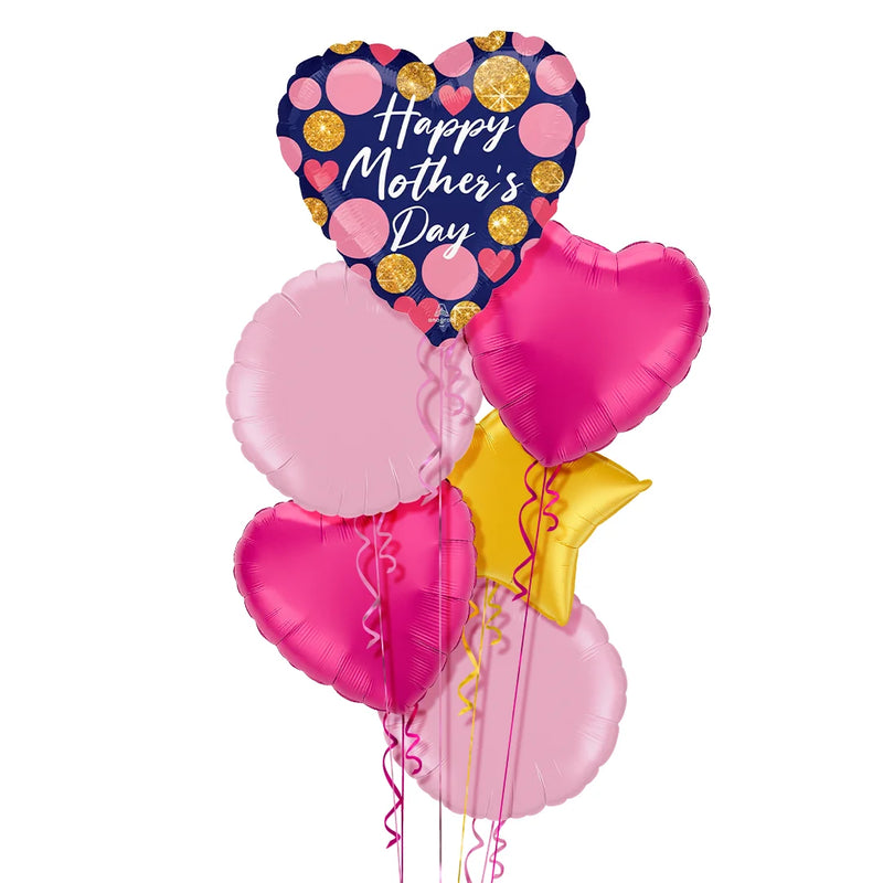 Glitzy Heart Happy Mother’s Day Balloon Bouquet