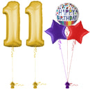 Gold 11th Birthday Balloon Bouquet Set