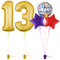 Gold 13th Birthday Balloon Bouquet Set