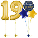 Gold 19th Birthday Balloon Bouquet Set