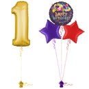 Gold 1st Birthday Balloon Bouquet Set