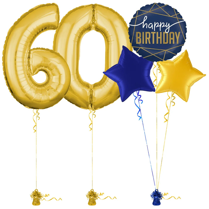 Gold 60th Birthday Balloon Bouquet Set