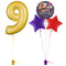 Gold 9th Birthday Balloon Bouquet Set