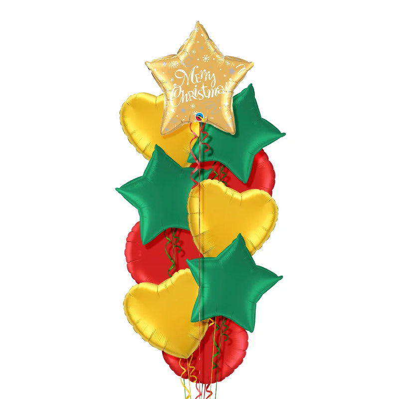 Gold Star Merry Christmas Balloon Bouquet