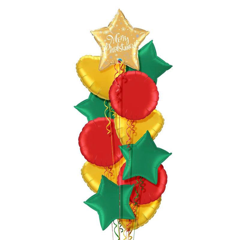 Gold Star Merry Christmas Balloon Bouquet
