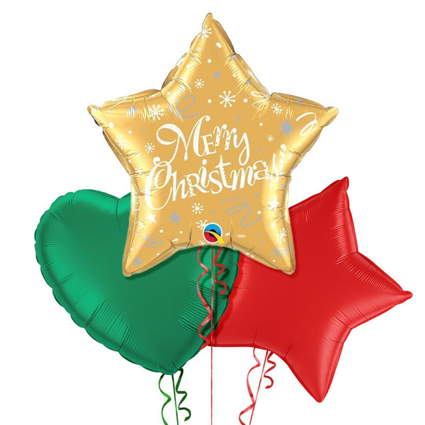 Gold Star Merry Christmas Balloon Bouquet