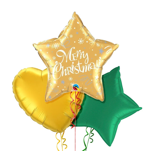 Gold Star Merry Christmas Balloon Bouquet