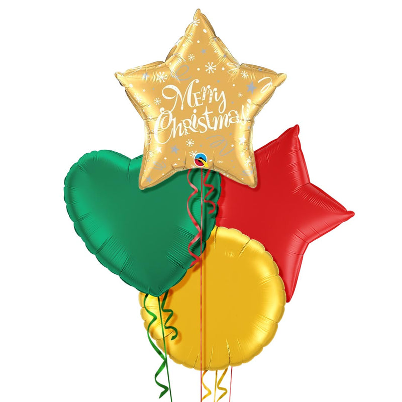 Gold Star Merry Christmas Balloon Bouquet