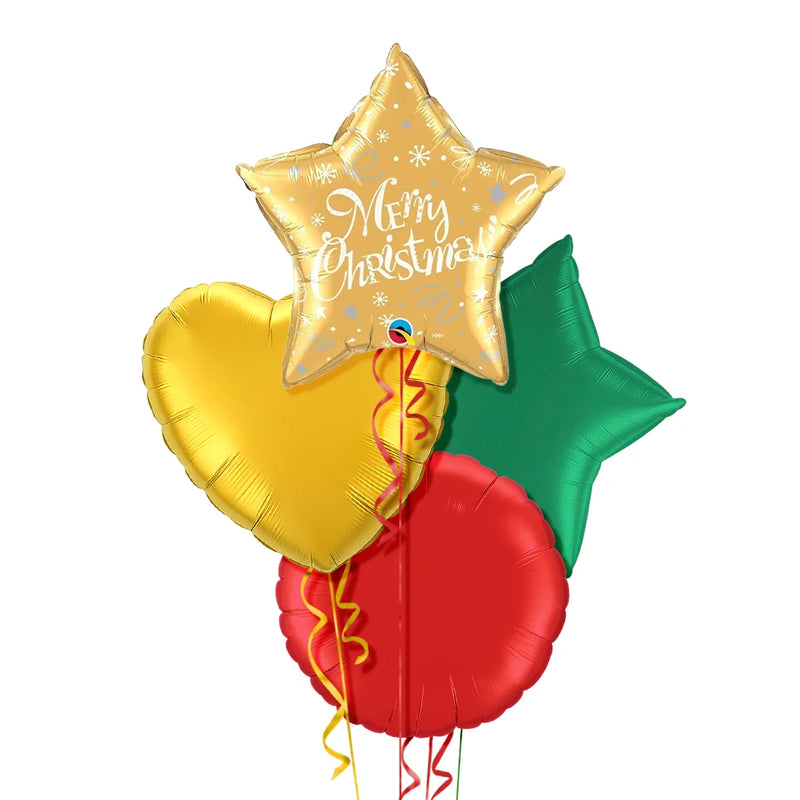 Gold Star Merry Christmas Balloon Bouquet
