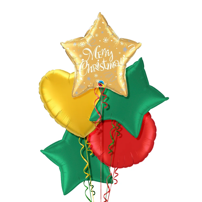 Gold Star Merry Christmas Balloon Bouquet