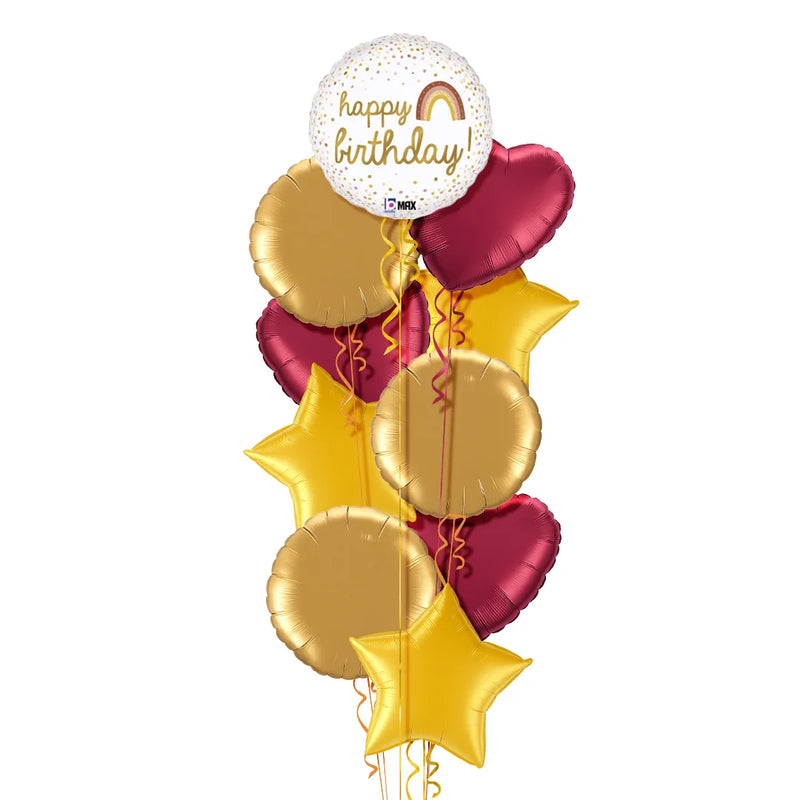Golden Birthday Rainbow Balloon Bouquet