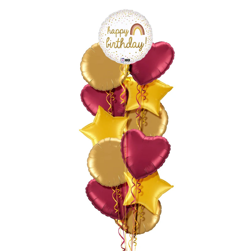 Golden Birthday Rainbow Balloon Bouquet