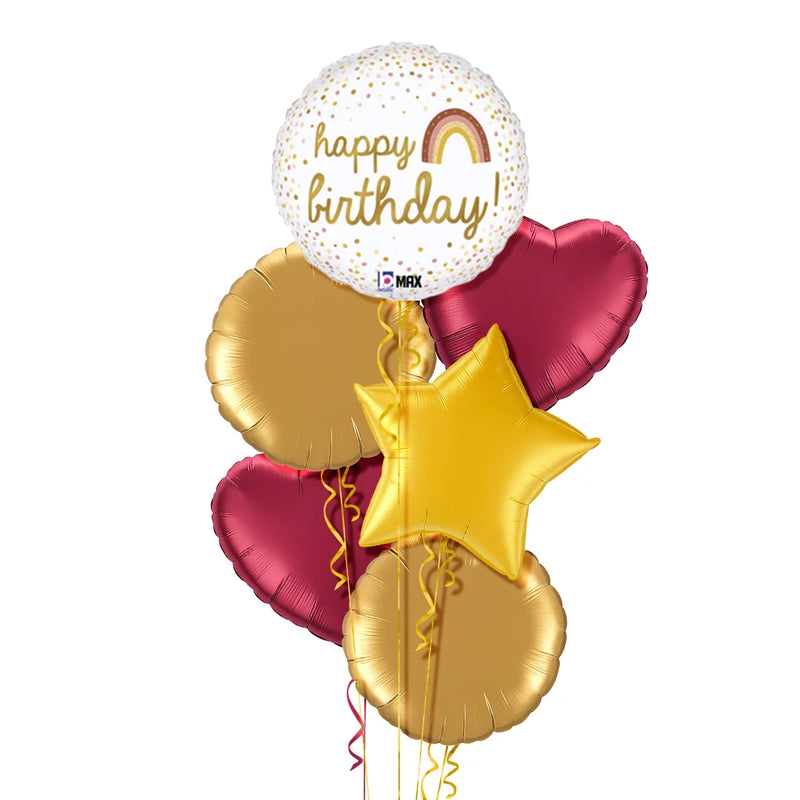 Golden Birthday Rainbow Balloon Bouquet