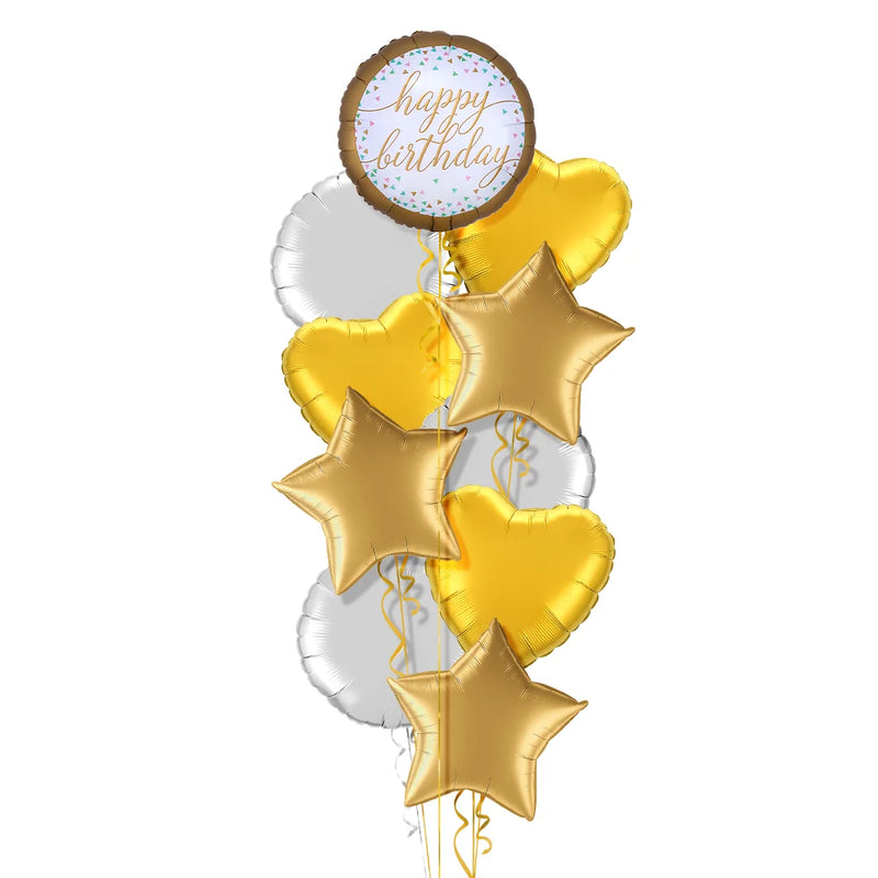 Golden Style Happy Birthday Balloon Bouquet