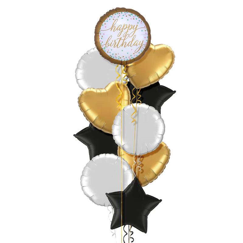 Golden Style Happy Birthday Balloon Bouquet