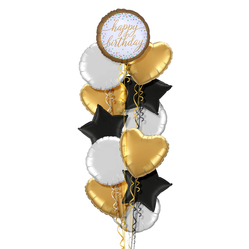 Golden Style Happy Birthday Balloon Bouquet