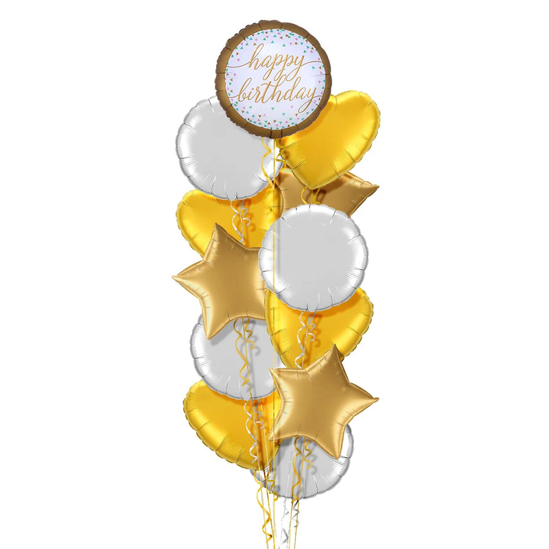 Golden Style Happy Birthday Balloon Bouquet