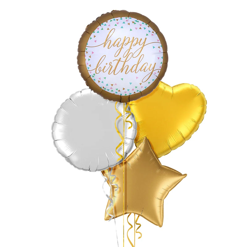 Golden Style Happy Birthday Balloon Bouquet