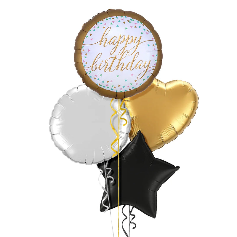 Golden Style Happy Birthday Balloon Bouquet