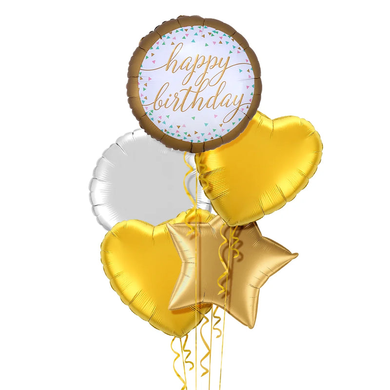Golden Style Happy Birthday Balloon Bouquet