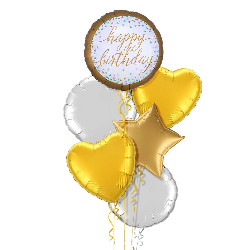 Golden Style Happy Birthday Balloon Bouquet