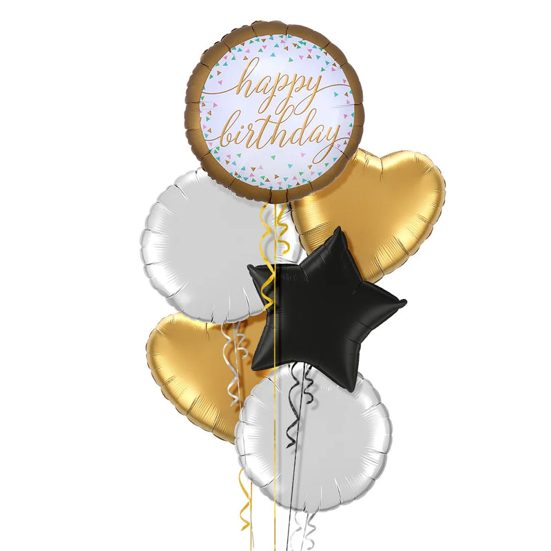 Golden Style Happy Birthday Balloon Bouquet