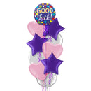Good Luck Purple and Colourful Dots Foil Balloon Bouquet