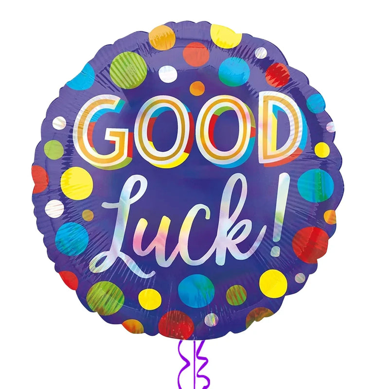Good Luck Purple and Colourful Dots Foil Balloon Bouquet