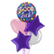 Good Luck Purple and Colourful Dots Foil Balloon Bouquet