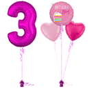 Hot Pink 3rd Birthday Balloon Bouquet Set