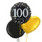 Happy 100th Birthday Black and Silver Holographic Balloon Bouquet
