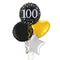 Happy 100th Birthday Black and Silver Holographic Balloon Bouquet
