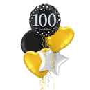 Happy 100th Birthday Black and Silver Holographic Balloon Bouquet