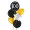 Happy 100th Birthday Black and Silver Holographic Balloon Bouquet