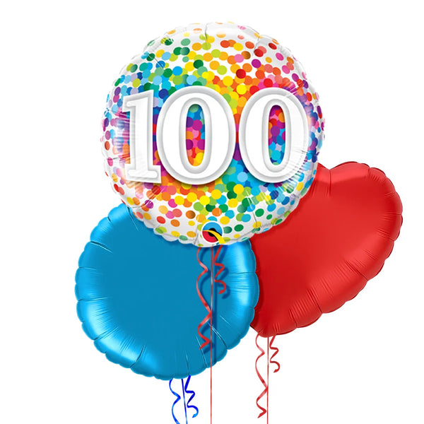 Happy 100th Birthday Confetti Balloon Bouquet