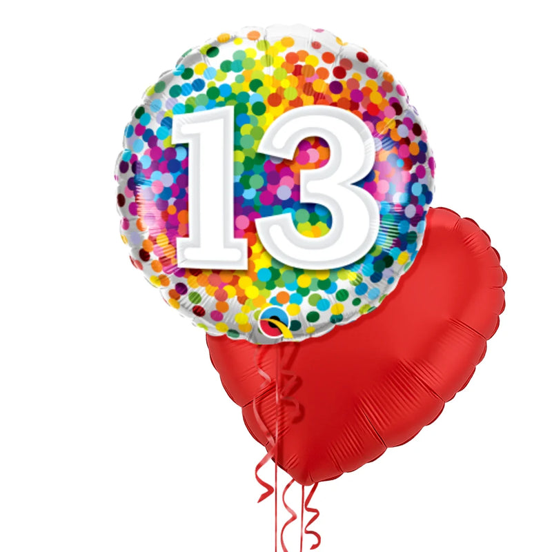 Happy 13th Birthday Confetti Balloon Bouquet