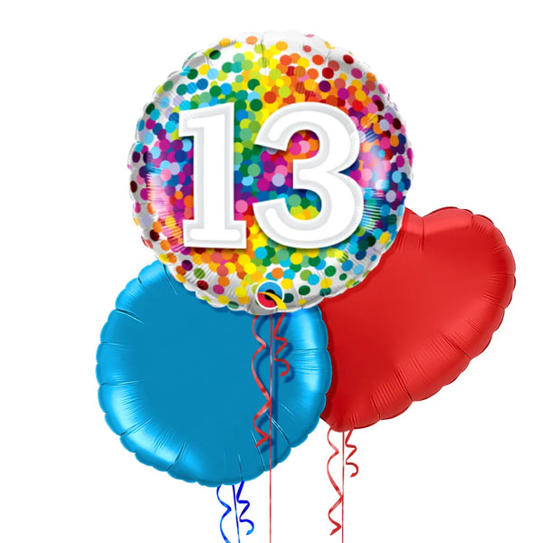 Happy 13th Birthday Confetti Balloon Bouquet