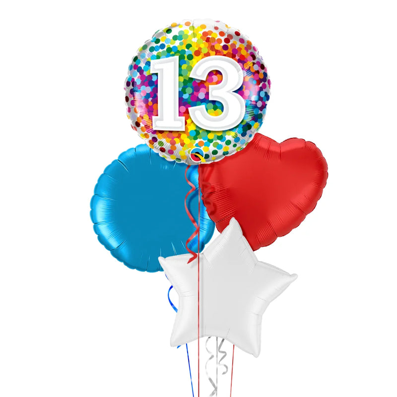 Happy 13th Birthday Confetti Balloon Bouquet