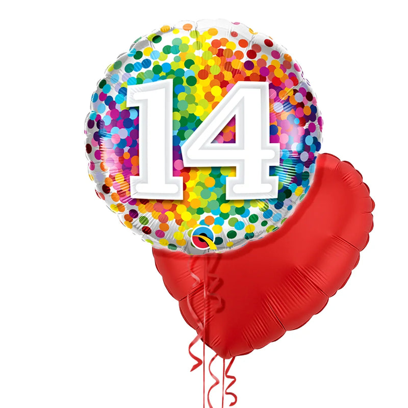 Happy 14th Birthday Confetti Balloon Bouquet